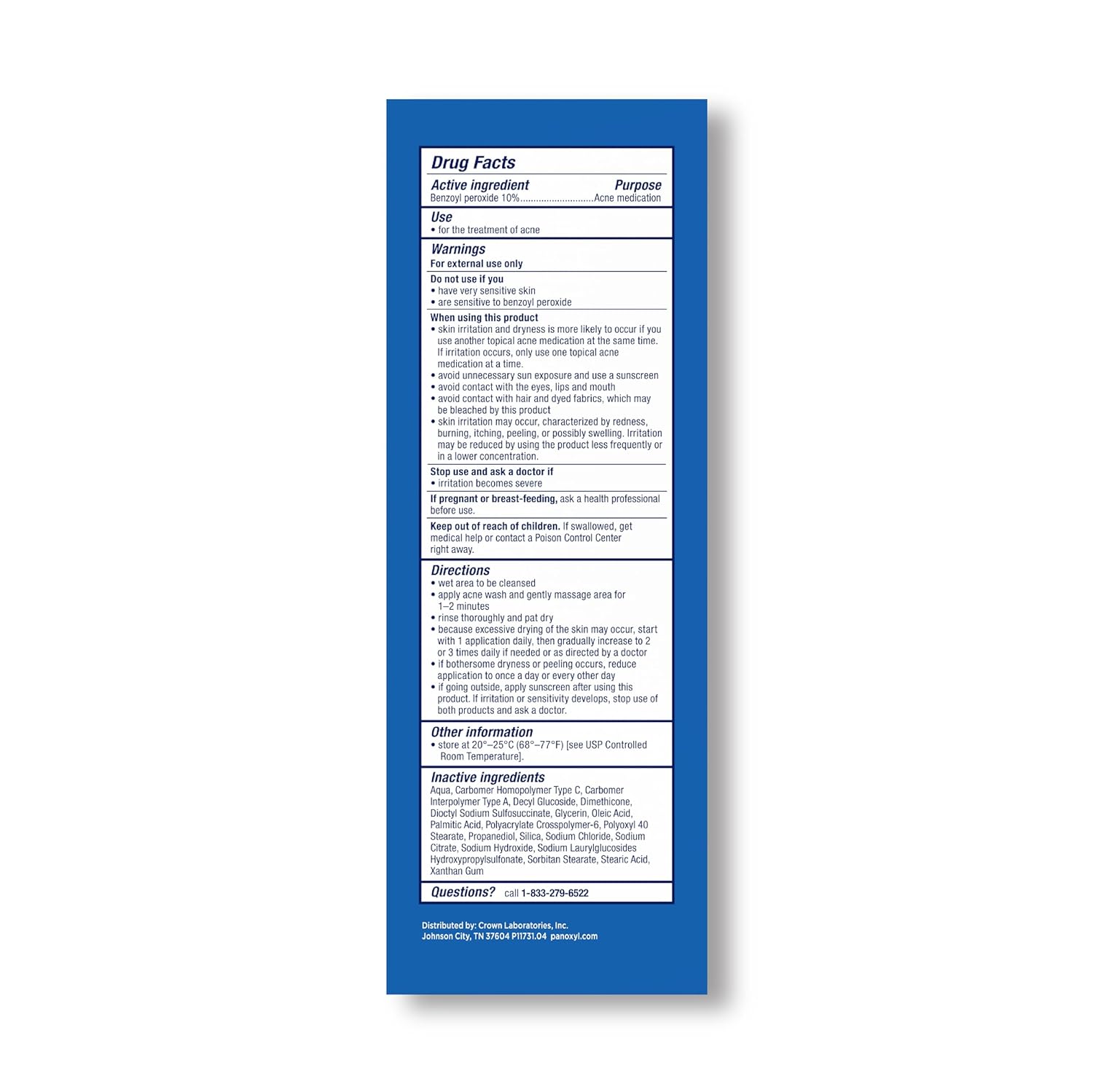 PanOxyl Acne Foaming Wash Benzoyl Peroxide 10% Maximum Strength Antimicrobial, 5.5 Oz 24Hr Smart